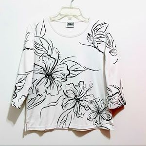 Nikki White Top Shirt Floral Design
